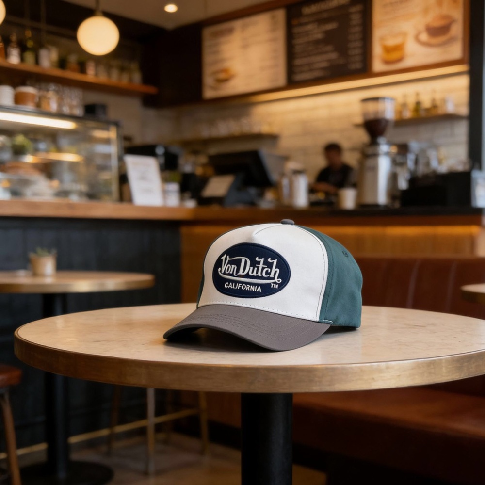 Von Dutch White, Green & Gray Trucker Hat